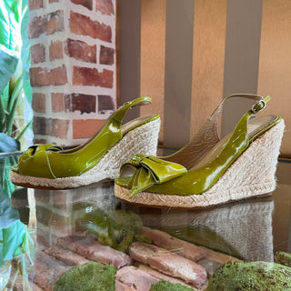 VALENTINO Green Bow Patent Leather Espadrilles SZ 36 (US 6)