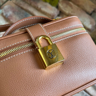 LOUIS VUITTON Low Key Vanity Pouch Cognac Calfskin Leather Top Handle Bag