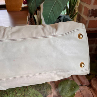 PRADA Bauletto Cream Glace Calfskin Leather Satchel
