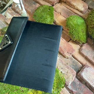 PRADA Lambskin Nylon Bifold Triangle Enamel Wallet