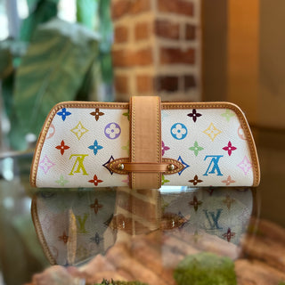 LOUIS VUITTON Shirley Pochette White Multicolor Monogram Canvas Clutch