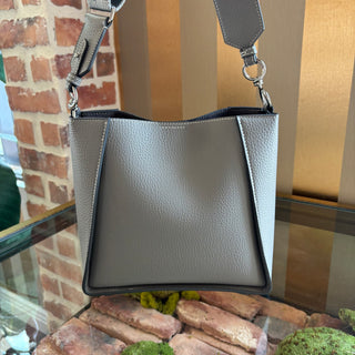 STELLA MCCARTNEY Gray Leather Perforated Logo Crossbody