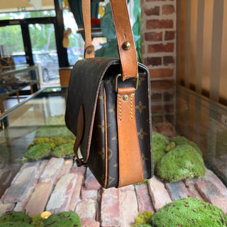 LOUIS VUITTON Cartouchiere Brown Monogram Canvas Vintage Crossbody Bag