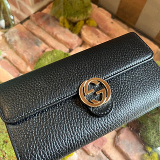 GUCCI Dollar Interlocking GG Black Wallet