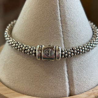 LAGOS Three Station Gold "X" Diamond Caviar Bracelet