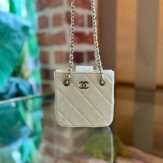 CHANEL White Mini Square Clutch