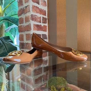 TORY BURCH Brown Patent Leather Flats SZ 9