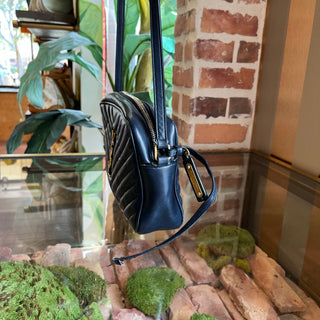 SAINT LAURENT Lou Navy Blue Calfskin Matelasse Monogram Crossbody Bag