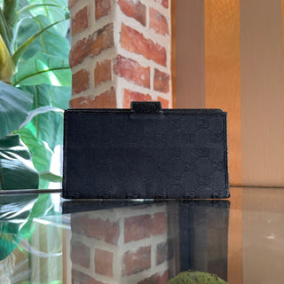 GUCCI Black GG Canvas Push Snap Checkbook
