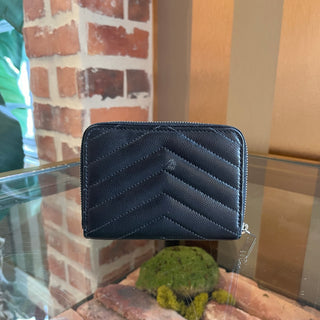 SAINT LAURENT Cassandre Matelassé Black Leather Snap Wallet