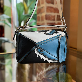 LOEWE Small Cowboy Puzzle Black Blue Western Shoulder Bag