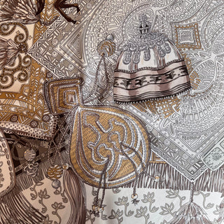 HERMES Cavaliers Du Caucase Silk Scarf