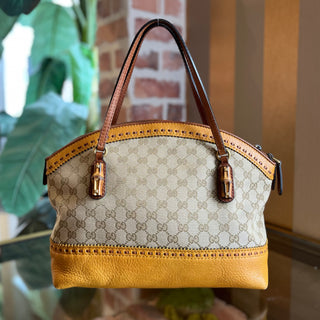 GUCCI Crafty Yellow GG Canvas Tote Bag