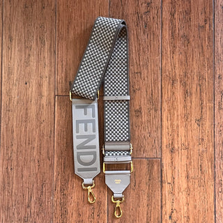 FENDI Gray Canvas Checkered Strap