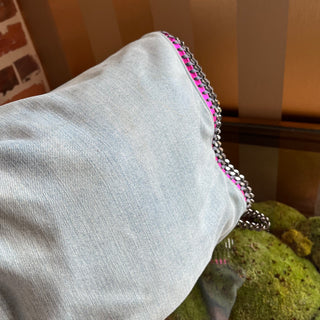 STELLA MCCARTNEY Falabella Denim Tote Pink Trim Bag