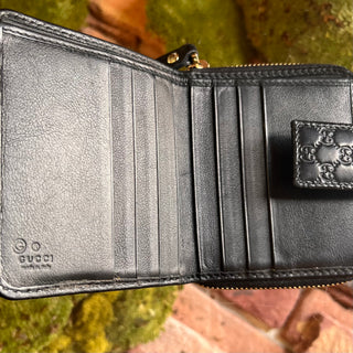 GUCCI Microguccissima Black Leather Compact Wallet