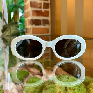 CELINE CL 40194U White Oval Acetate Sunglasses