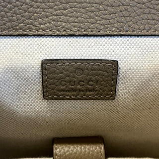 GUCCI Piuma Taupe Jumbo GG Embossed Calfskin Leather Double Buckle Backpack