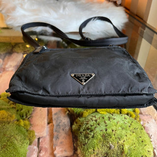 PRADA Flat Double Sided Black Nylon Crossbody Bag