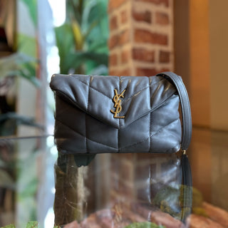 SAINT LAURENT Toy Gray Nappa Lambskin Puffer Shoulder Bag