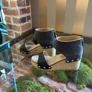 CHANEL Vintage Animal Print Leather Wedges 38.5