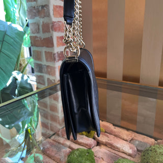 CHANEL Boy Medium Black Lambskin Shoulder Bag