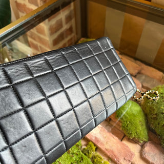 CHANEL East West Chocolate Bar Flap Black Lambskin Shoulder Bag