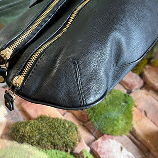 JIMMY CHOO Foldover Carry Black Mave Leather Clutch