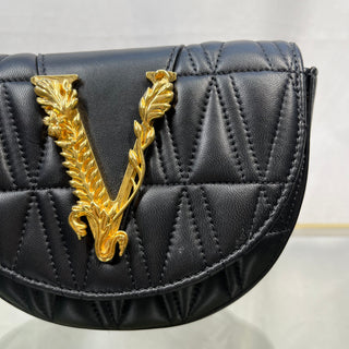 VERSACE Virtus Vitello Black Belt Bag