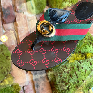 GUCCI Vintage Web Interlocking G Flat Thong Sandals SZ39.5(9.5US)