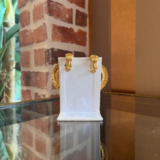 CHANEL Vintage Gold Ring Clip On Earrings 1980