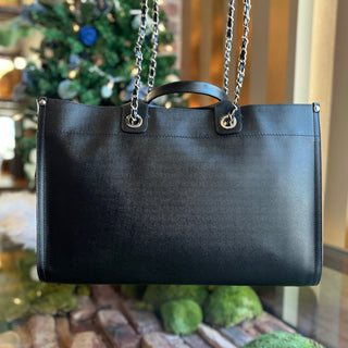 CHANEL Deauville Large Studded Caviar Leather Tote Bag