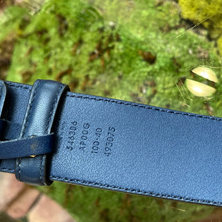 GUCCI Interlocking G Navy Blue Leather Belt 100/40(12US)