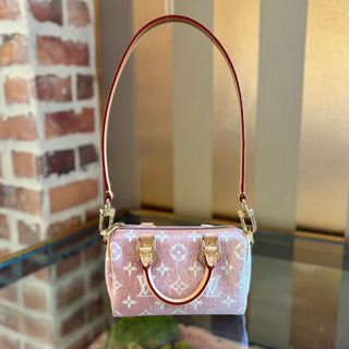 LOUIS VUITTON Pink Monogram Denim Nano Speedy