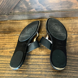 GUCCI Black Calfskin GG Marmont Thong Sandals SZ40.5(10.5US)