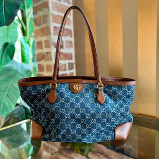 GUCCI GG Denim Ophidia Medium Tote