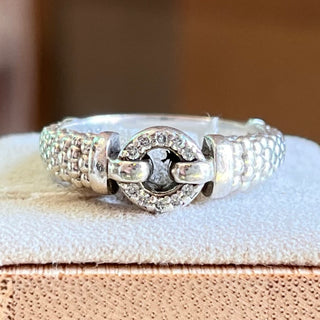 LAGOS Enso Silver Circle Diamond Caviar Ring