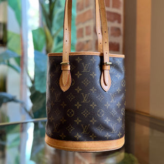 LOUIS VUITTON Petit Brown Monogram Canvas Bucket Bag