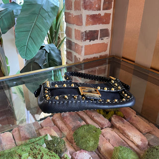 FENDI Selleria Mama Baguette Black Studded Leather Shoulder Bag