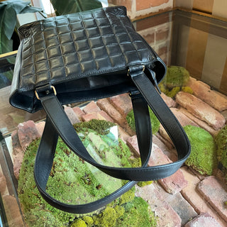 CHANEL Black Lambskin Chocolate Bar Vintage Tote Bag