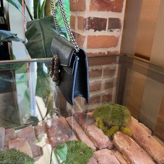 GUCCI Super Mini Dionysus Black Calfskin Leather Shoulder Bag