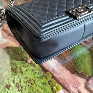 CHANEL Medium Boy Black Quilted Calfskin Leather Shoulder Bag