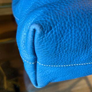 PRADA Blue Vitello Daino Leather Tote