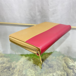 CELINE Gold & Red Colorblock Zip Around Wallet