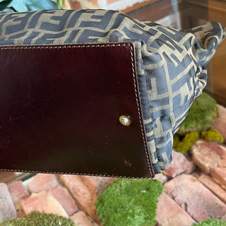 FENDI Brown Zucca Canvas Vintage Tote Bag