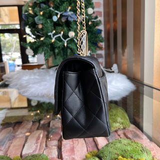 CHANEL Twist Flap Black Lambskin Top Handle Bag