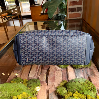 GOYARD Artois MM Marine Blue Goyardine Canvas Tote