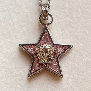 VERSACE Pink Medusa Crystal Embellished Necklace
