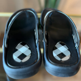 BURBERRY Housecheck Black Rubber Slippers