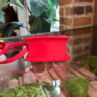 JACQUEMUS Le Chiquito Red Rubberized Calfskin Leather Top Handle